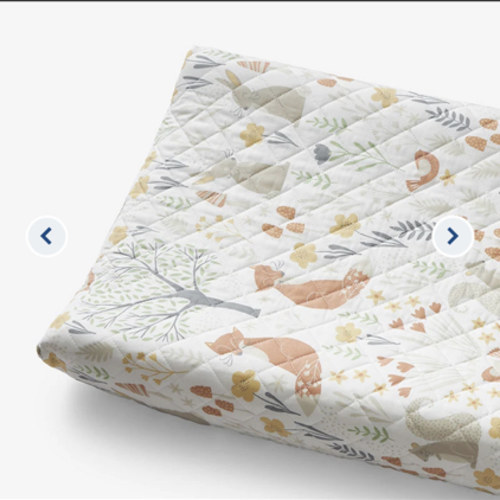 Forest Animals Classic Cool Organic Cotton Percale Quilted Changing Pad Cover