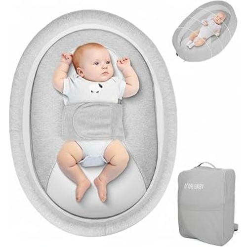 Large Baby Nest Lounger Breathable and Soft Cotton, Portable Travel Bassinet,Snuggle Me Lounger, Baby Changing Basket, Indoor-Outdoor Use