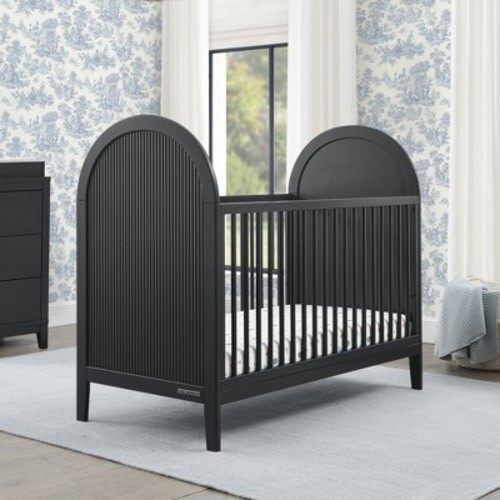 Delta Children Eloise 4-in-1 Convertible Crib - Greenguard Gold Certified - Midnight Gray: Full-Size Crib, Toddler Bed Conversion