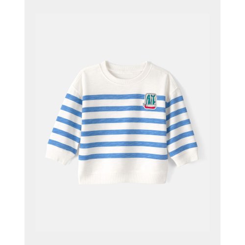 Baby Boy Striped French Terry Pullover Sweatshirt - Blue/White | Carter's