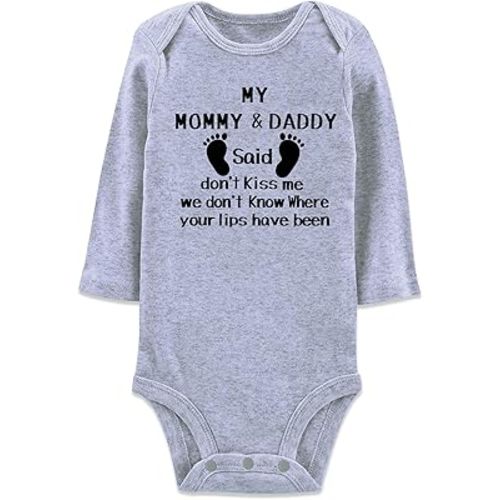 Baby Boys Girls Cotton Romper Newborn Funny Saying Bodysuit Long Sleeve Infant Neutral Jumpsuit 0-12 Months