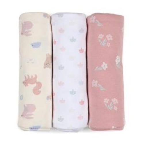 3 Pack Organic Cotton Interlock Wraps - Woodlands