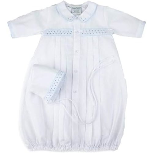 Feltman Brothers Boys White/Blue Dot Gown & Cap Newborn