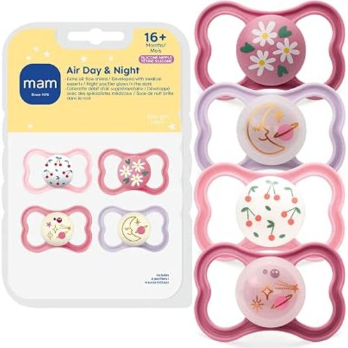MAM Air Pacifier 16+ Months, Extra Air Flow for Sensitive Skin, 4 Pack