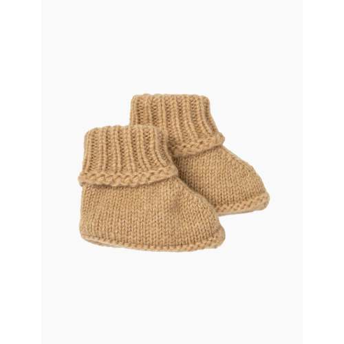 Cashmere Baby Booties in Camel
