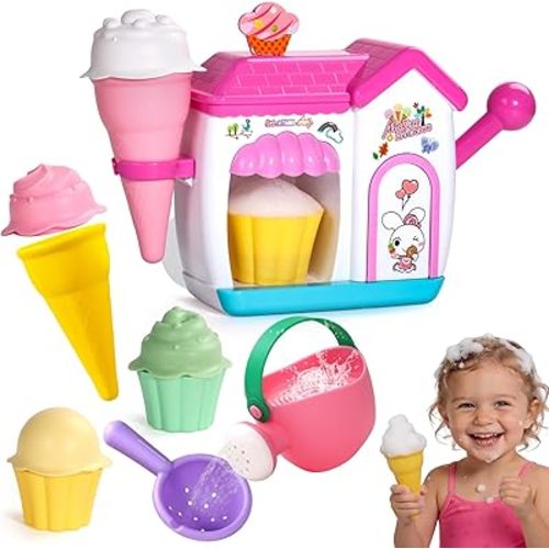 Bath Toys for Kids Ages 4-8 3-5 Toddler Bath Toys Bathtub Ice Cream Foam Maker Bubble Pretend Cake Play Set Birthday Gifts for 2-4 5 6 Year Old Girls Boys