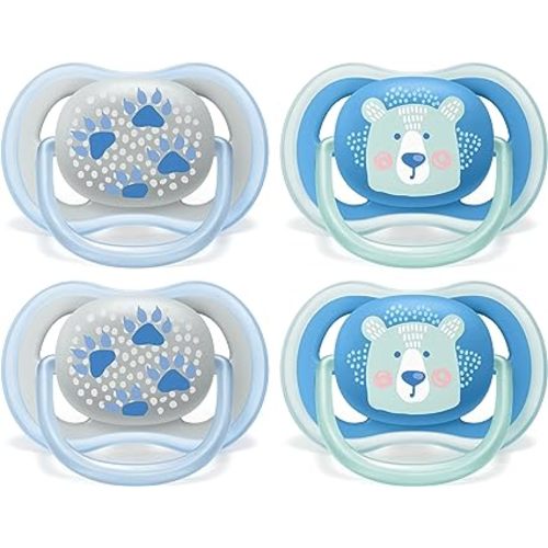 Philips Avent Ultra Air Pacifier 6-18m, bear/paw, 4 pack, SCF085/09