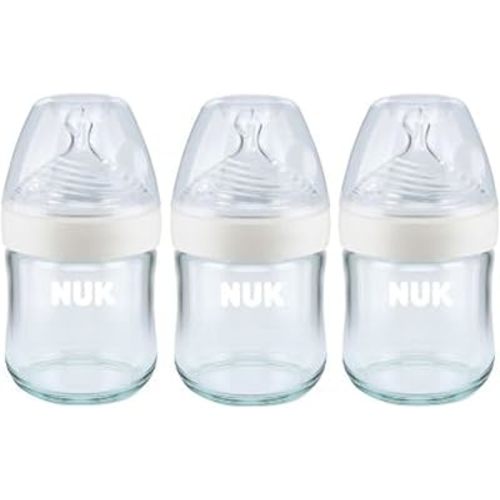NUK Simply Natural Glass Baby Bottles, 4 oz, 3 Pack