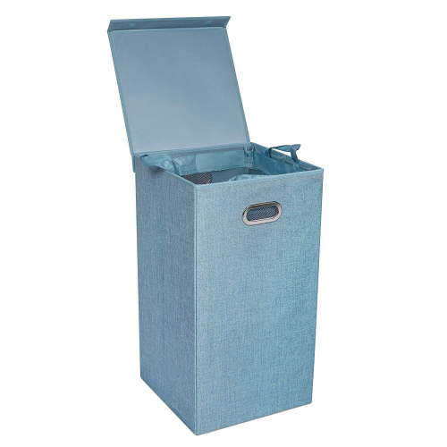BirdRock Home Single Linen Laundry Hamper with Lid and Removable Liner - Light Blue