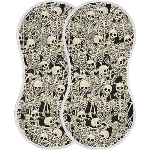 Gothic Skull Skeletons Burp Cloths Baby Boys Girls Absorbent Soft Cotton Burping Cloths Rags 2 Pack