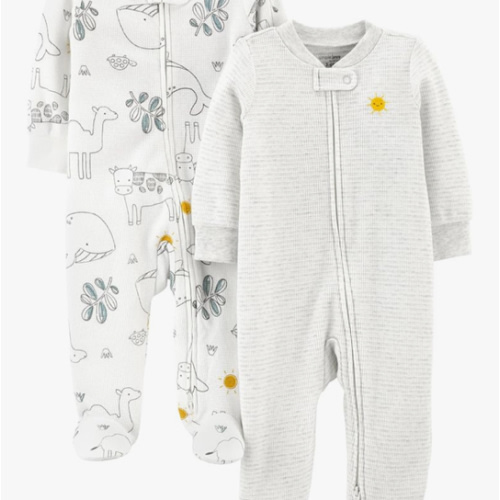 Simple Joys by Carter's Baby 2-Way Zip Thermal Footed Sleep and Play, Pack of 2