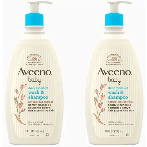 Aveeno Baby Wash and Shampoo, Lightly Scented, 18 Fluid Ounce, (Pack of 2)