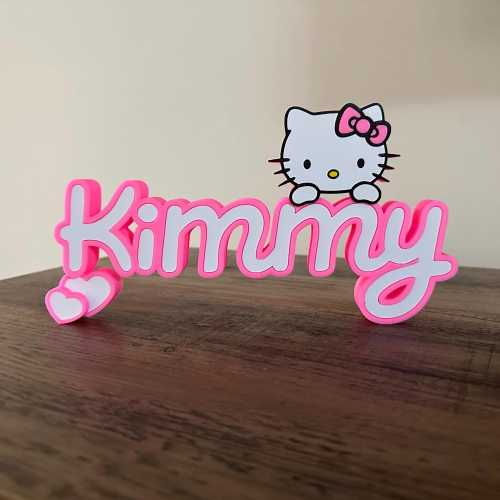 Custom 3D Hello Kitty Name Sign: Pink Nursery Decor