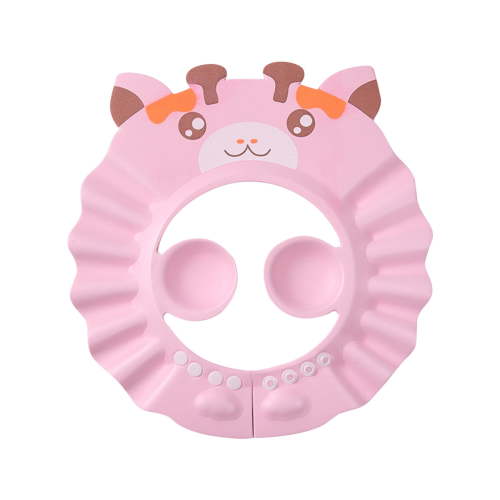 Shower Cap Adjustable Baby Hair Washing Guard Shampoo Hat Bath Shield Visor Hat Eyes and Ears Head Protection Waterproof Soft Silicone Shower Cap for Kids Toddler Pink