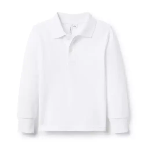 Boy White The Long Sleeve Pique Polo by Janie and Jack