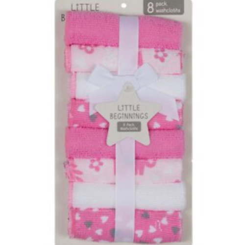 Little Beginnings, Baby Washcloths, Pink, 8 PK - CVS Pharmacy