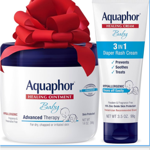 Aquaphor Baby Healing Ointment (14 Oz) + 3-in-1 Diaper Rash Cream (3.5 Oz), Hypoallergenic and Fragrance Free Holiday Baby Gifts Set