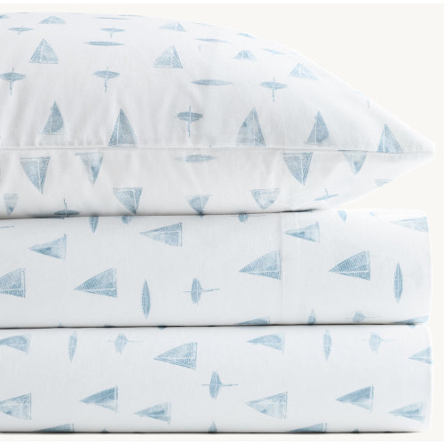 Sailboat Organic Cotton Crib Fitted Sheet - Blue Fog