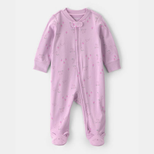 Baby Girl Bunny 100% Cotton 2-Way Zip Sleeper - Purple | Carter’s Oshkosh Canada