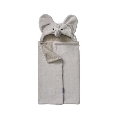 Luxe Faux Fur Elephant Baby Hooded Towel, Gray