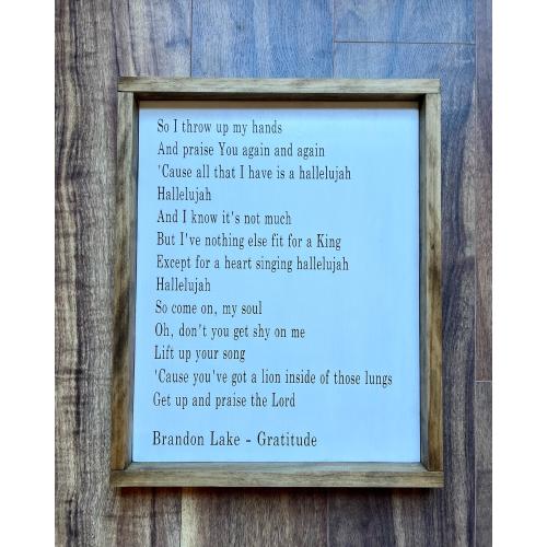 Gratitude Lyrics Wood Sign