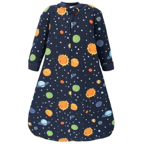 Hudson Baby Infant Boy Premium Quilted Long Sleeve Sleeping Bag and Wearable Blanket, Solar System, 0-6 Months