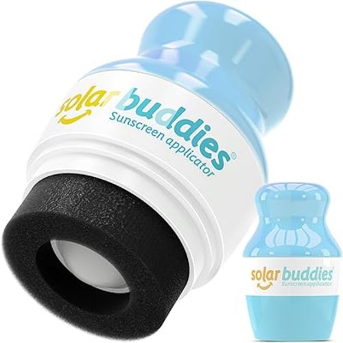 Solar Buddies Sunscreen Applicator - Single Full Blue - Refillable Roll on Sponge Sunscreen, Suncream & Lotion Applicator For Kids, Adults & Families - Holds 3.4fl oz, Perfect Size for Travel