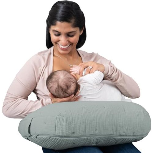 Boppy Nursing Pillow, Cotton Muslin Ergonomic Breastfeeding Support Pillow