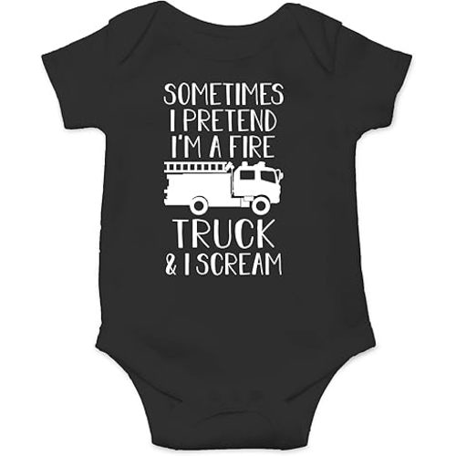 CBTwear Sometimes I Pretend I'm a Fire Truck and I Scream Baby Bodysuit - Adorable Boy Romper Clothing