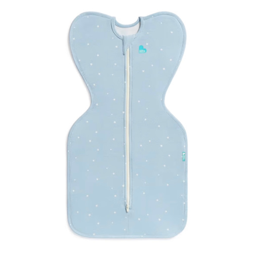 Love to Dream Swaddle Up Original, Arms Up Position, Light and Ultra Breathable Cotton - Wearable Blanket - 1.0 TOG - (20-24°C) Ideal for Moderate Temps (Twinkle Powder Blue, Small, 3.5–6kg)