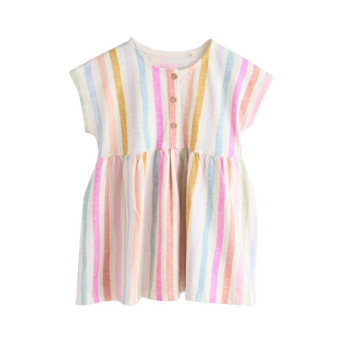 Kids' Rainbow Cotton Button-Up Dress
