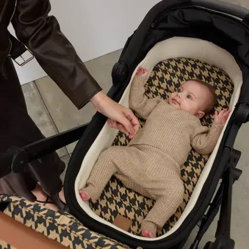 Black Houndstooth Universal Linen Bassinet Liner