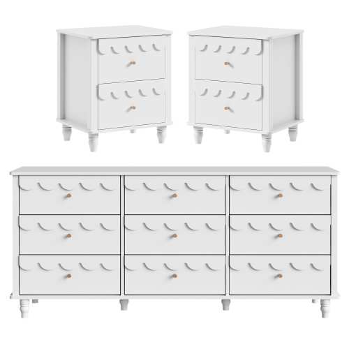Princess Storage Set 9-Drawer Lace Dresser with Nightstand
