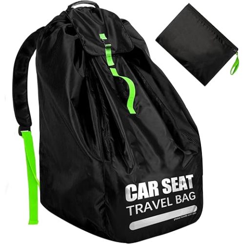 Car Seat Travel Bag for Airplane, Large Car Seat Bags for Air Travel with Padded Straps, Gate Check Storage Bag/Backpack for Car Seat Airport, Carseat Cover Travel - Baby Travel Essentials for Flying