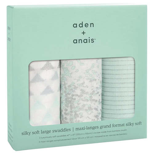 Aden + Anais Silky Soft 3-Pack Swaddles Metallic Skylight Birch