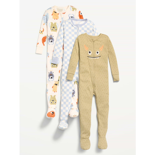 Snug-Fit 2-Way-Zip Pajama One-Piece 3-Pack for Toddler & Baby
