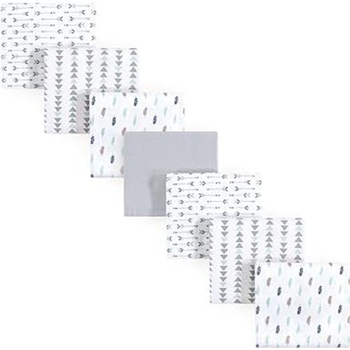 Luvable Friends Unisex Baby Cotton Flannel Receiving Blankets, Boy Feathers 7-Pack, One Size