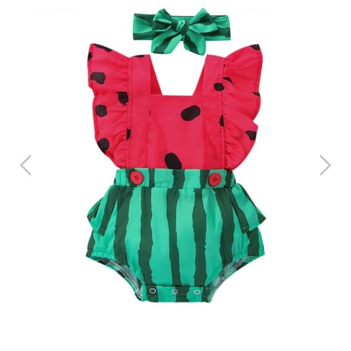 SWEET WATERMELON Romper with Headband - Hazel & Bo