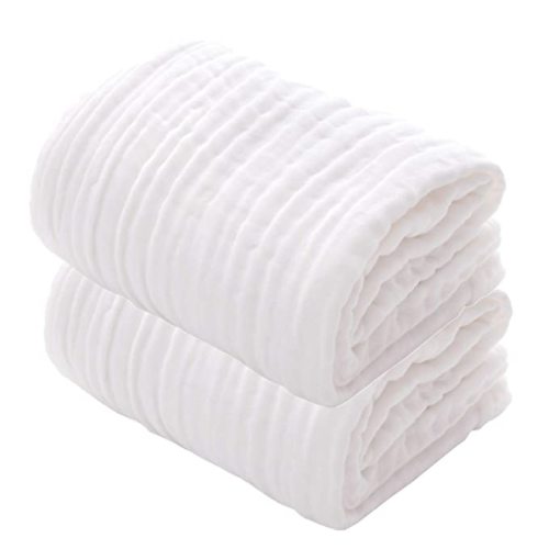 MUKIN Baby Bath Towels, Super Soft Cotton Receiving Blanket for Baby's Delicate Skin,2Pack Swaddle Blanket for Newborns Toddlers Boy Girl,Baby Registry as Shower (White+White)