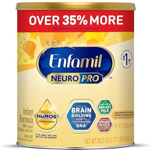 Enfamil NeuroPro Baby Formula, MFGM* 5-Year Benefit, Expert-Recommended Brain-Building Omega-3 DHA, Exclusive Immune Supporting HuMO6 Blend, Infant Formula Powder, Baby Milk, 28.3 Oz