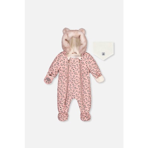 Car Seat Leopard Paw Fleece Neckwarmer One Piece Snowsuit