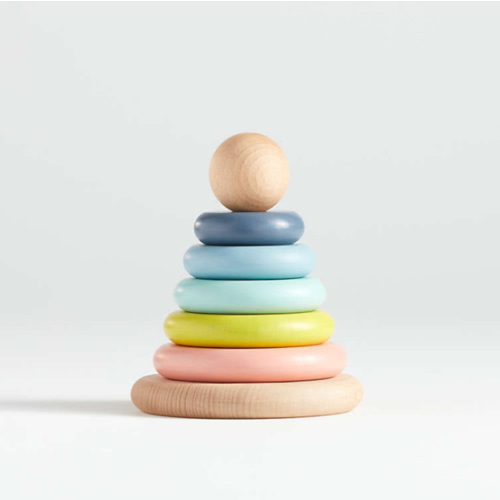 Small Rainbow Wooden Baby Stacking Ring