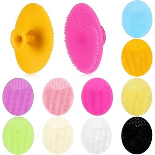 10 Pcs Silicone Face Scrubbers with Suction, Exfoliating Facial Cleansing Brush for Gentle Exfoliation & Deep Cleaning - Multi Colored
