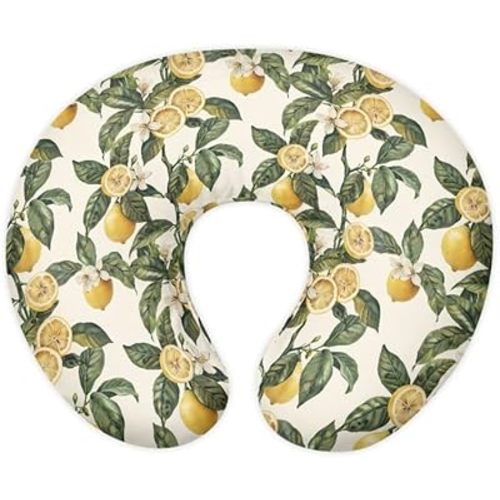 Lemon Leaves Breast Feeding Support Pillow Cover Vintage Watercolor Lemon Fit Nursing Pillow Slipcovers for Breastfeeding Moms Fruit Lemon Leaf Newborn Nursing Pillow Case