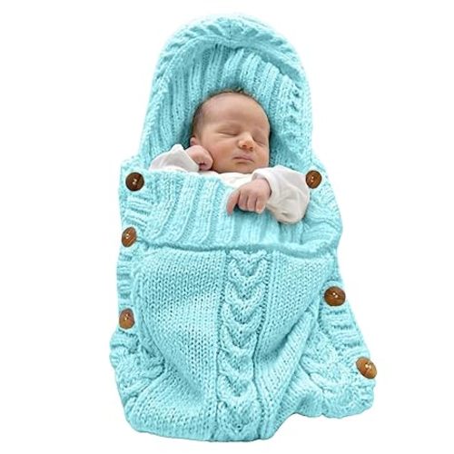 XMWEALTHY Newborn Baby Wrap Swaddle Blanket Knit Sleeping Bag Receiving Blankets Stroller Wrap for Baby Grey 0-6 Month