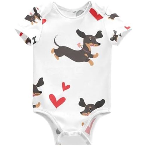 vvfelixl Dachshund Dog Baby Clothes for Boy Girl,Baby One-Piece Bodysuit for 0-24 Months,Short Sleeve