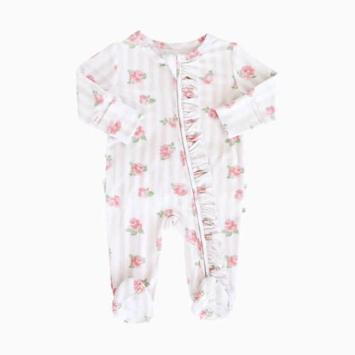Caden Lane Ruffle Zipper Footie - Rosy & Cozy, 0-3 M