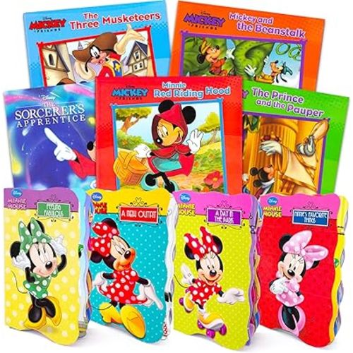 Disney Minnie Mouse Books for 1-3 Year Old -- 9 Pack Mickey Mouse Bedtime Stories and Board Books Bundle