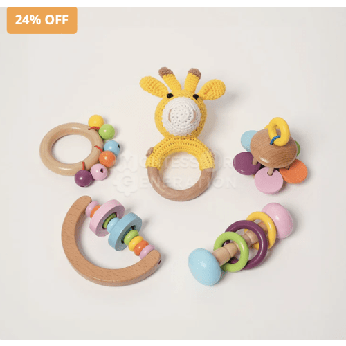 Montessori 5 Piece Wooden Rattle Kit I Montessori Generation