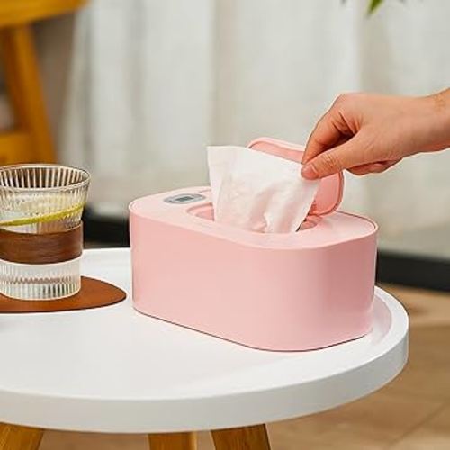 Baby Wipe Warmer, Portable USB Powered Baby Wet Wipes Dispenser Holder with Temperature Control, Paper Towel Heater for Home, Car, Travel (Roseate)